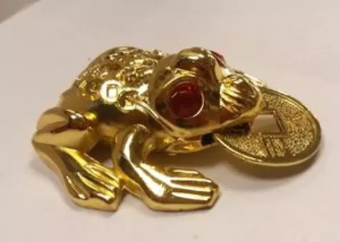 Статуэтка Жаба золотая с монетой