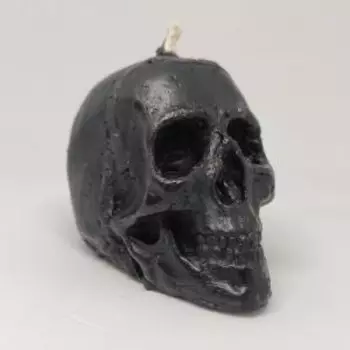 Свеча восковая череп черная малая