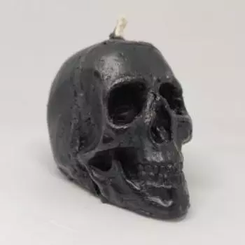 Свеча восковая череп черная средняя