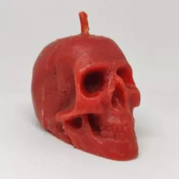 Свеча восковая череп красная средняя