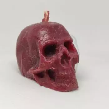 Свеча восковая череп пурпурная малая