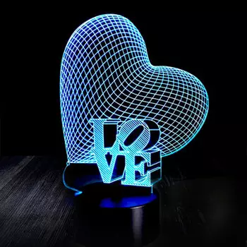 3D Светильник Сердце LOVE