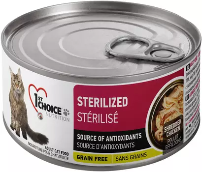 1st Choice Cat Adult Sterilized беззерноввые для взрослых кастрированных котов и стерилизованных кошек с курицей и сардиной (85 гр х 24 шт)