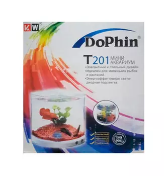 Аквариум Dophin T201 пластик 1,4 л трехцветная подсветка (1 шт)