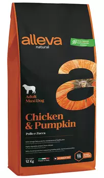 Alleva Natural Adult Dog Maxi Chicken &amp; Pumpkin низкозерновой для взрослых собак крупных пород с курицей и тыквой (12 кг)