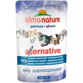 Almo Nature Cat Alternative для взрослых кошек с индонезийской макрелью (55 гр х 24 шт)