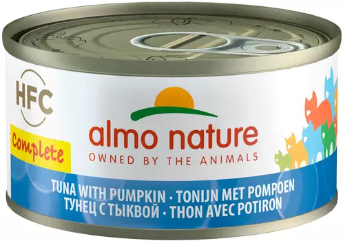 Almo Nature Cat Complete Hfc беззерновые для взрослых кошек с тунцом и тыквой (70 гр х 24 шт)