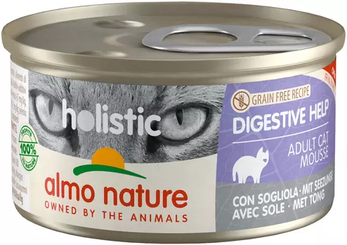 Almo Nature Cat Holistic Digestive Help беззерновые для взрослых кошек с чувствительным пищеварением мусс с камбалой (85 гр х 24 шт)