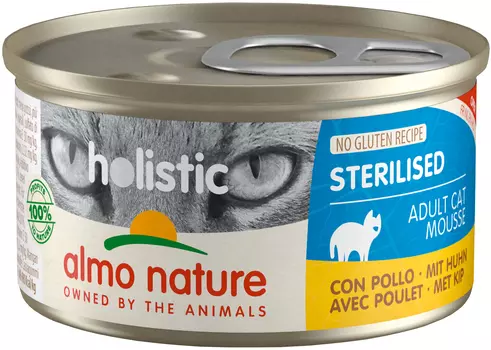 Almo Nature Cat Holistic Sterilised безглютеновые для взрослых кастрированных котов и стерилизованных кошек мусс с цыпленком (85 гр)