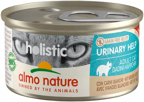Almo Nature Cat Holistic Urinary Help беззерновые для взрослых кошек при мочекаменной болезни с белым мясом (85 гр х 24 шт)