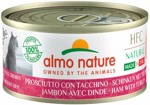 Almo Nature Cat итальянские рецепты беззерновые для взрослых кошек с ветчиной и индейкой (70 гр)