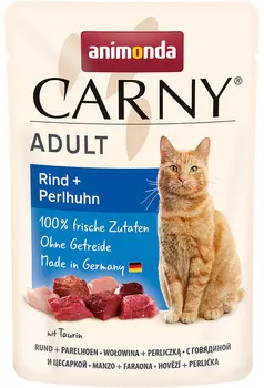Animonda Carny Adult Rind &amp; Perlhuhn для взрослых кошек с говядиной и мясом цесарки (85 гр х 12 шт)