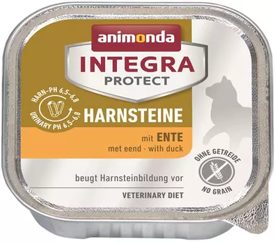 Animonda Integra Protect Cat Harnsteine Urinary для взрослых кошек при мочекаменной болезни с уткой 100 гр (100 гр х 16 шт)