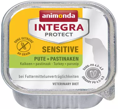 Animonda Integra Protect Dog Sensitive для взрослых собак при пищевой аллергии с индейкой и пастернаком 150 гр (150 гр х 11 шт)