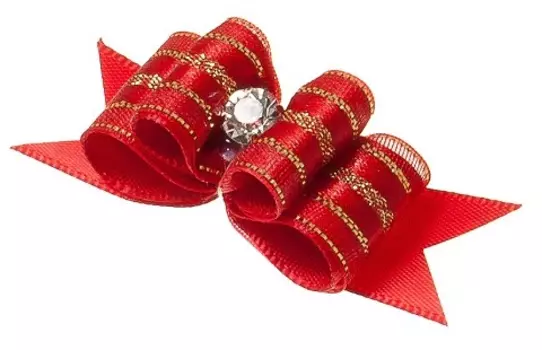 Бантик тройной объемный красный 5 х 1,6 см V.I.Pet уп. 2 шт (1 шт)