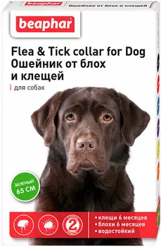 Beaphar – Беафар ошейник для собак против блох и клещей, зеленый 65 см (1 шт)