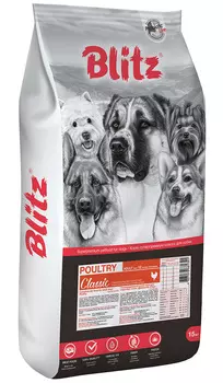 Blitz Classic Adult All Breeds Poultry для взрослых собак всех пород с птицей (15 кг)