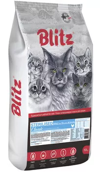 Blitz Classic Adult Cat Sterilised Chicken для взрослых кастрированных котов и стерилизованных кошек с курицей (2 кг)