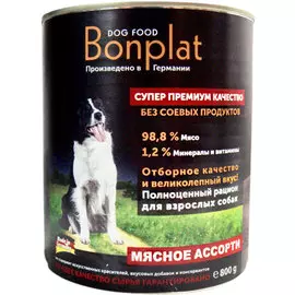 Bonplat для собак мясное ассорти (800 гр х 6 шт)