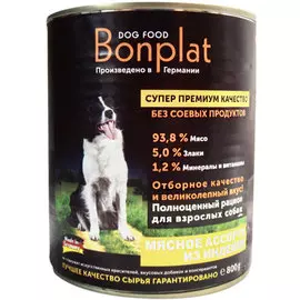 Bonplat для собак мясное ассорти с индейкой (800 гр)
