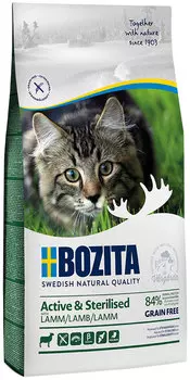 Bozita Active &amp; Sterilised Grain Free Lamb беззерновой для активных кастрированных и стерилизованных взрослых котов и кошек с ягненком (2 + 2 кг)