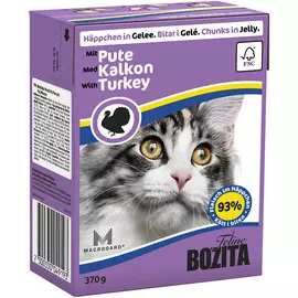 Bozita Chunks In Jelly Turkey для кошек и котят с рубленой индейкой в желе (370 гр х 16 шт)