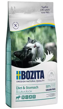 Bozita Diet &amp; Stomach Grain Free Elk беззерновой для взрослых кошек с чувствительным пищеварением с лосем (10 кг)