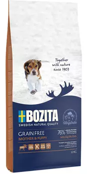 Bozita Grain Free Mother &amp; Puppy Elk беззерновой для щенков всех пород, беременных и кормящих сук с лосем (12 кг)