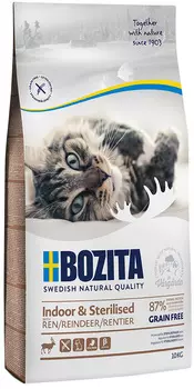 Bozita Indoor &amp; Sterilised Grain Free Reindeer беззерновой для взрослых кастрированных и стерилизованных котов и кошек живущих дома с оленем (10 кг)