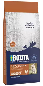 Bozita Puppy &amp; Junior Wheat Free для щенков всех пород, беременных и кормящих сук с чувствительным пищеварением с курицей (2 кг)
