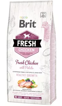 Brit Fresh Chicken &amp; Potato Puppy Healthy Growth для щенков всех пород с курицей и картофелем (12 кг)