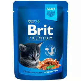 Brit Premium Cat Chicken Chunks For Kitten для котят с курицей (100 гр х 24 шт)