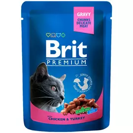 Brit Premium Cat Chicken &amp; Turkey для взрослых кошек c курицей и индейкой (100 гр х 24 шт)