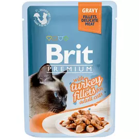 Brit Premium Cat Gravy Turkey Fillets для взрослых кошек кусочки филе индейки в соусе (85 гр х 24 шт)