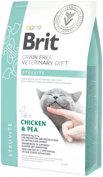 Brit Veterinary Diet Cat Grain Free Struvite для взрослых кошек при струвитном типе мочекаменной болезни (2 кг)