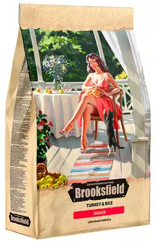 Brooksfield Adult Cat Indoor Turkey для взрослых кошек живущих дома с индейкой и рисом (0,4 кг)