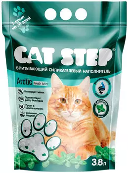 Cat Step Arctic Fresh Mint наполнитель силикагелевый для туалета кошек с ароматом мяты (1,67 кг)