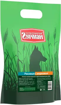 четвероногий гурман каша для взрослых собак Рисовые хлопья с морковью (15 кг)