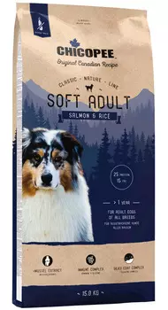 Chicopee Classic Nature Line Soft Adult Salmon &amp; Rice полувлажный для взрослых собак всех пород с лососем и рисом (2 кг)