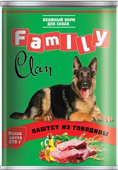 Clan Family для взрослых собак паштет с говядиной 130.1.620 (970 гр)