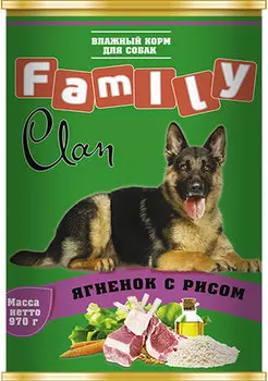 Clan Family для взрослых собак с ягненком и рисом (970 гр х 6 шт)