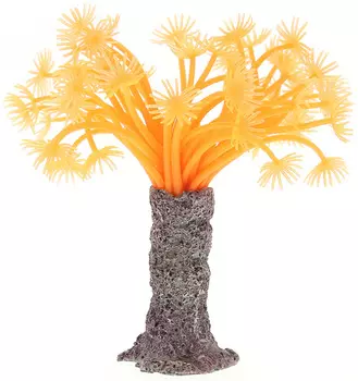 Декор для аквариума Коралл силиконовый Vitality красный 3,5 х 3,5 х 14 см (1 шт)