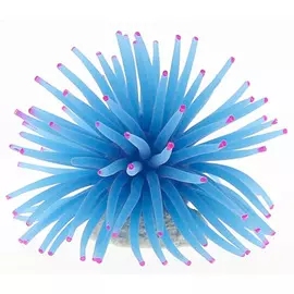 Декор для аквариума Коралл силиконовый Vitality на керамической основе синий 4,5 х 4,5 х 4 см (1 шт)