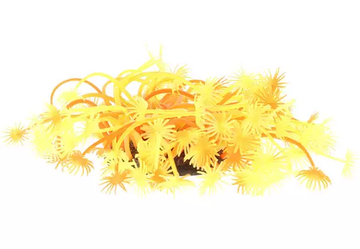 Декор для аквариума Коралл силиконовый Vitality желто-красный 7,5 х 7,5 х 10 см (1 шт)