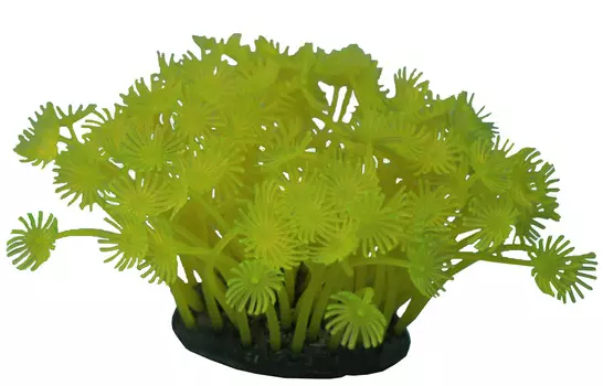 Декор для аквариума Коралл силиконовый Vitality желтый 7,5 х 7,5 х 10 см (1 шт)