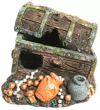 Декорация для аквариума Prime Сундук с сокровищами 7,5 x 7 x 6,5 см (1 шт)
