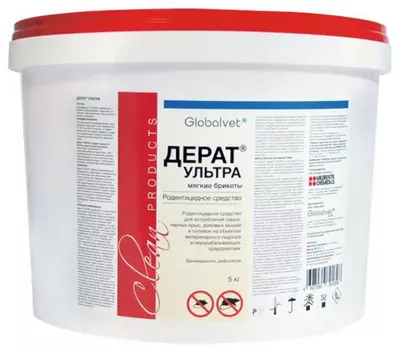 дерат ультра средство для истребления крыс и мышей сгущеное молоко мягкие брикеты 5 кг (1 шт)