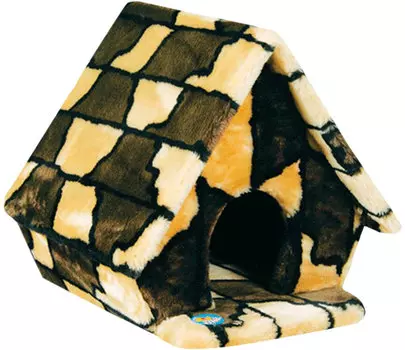 Дом Избушка для маленьких собак Зооник цветной мех 48 х 48 х 45 см (1 шт)
