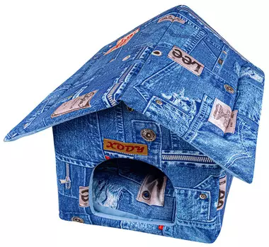 Домик для собак и кошек Xody Будка Джинс № 1 хлопок 30 х 30 х 32 см (1 шт)