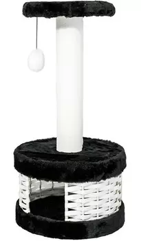 Домик когтеточка Дарэлл Домино ZooM круглый с полкой плетеная лента беленый джут 38,5 х 38,5 х 72,5 см (1 шт)